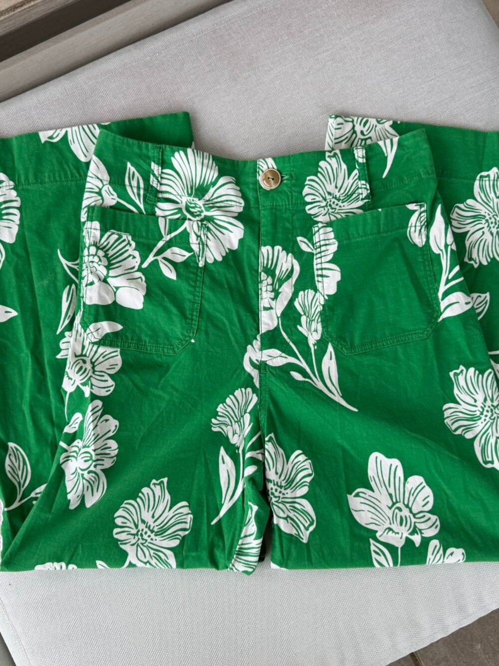 Anthropologie Maeve The Colette Wide-Leg Pants Green Floral 30